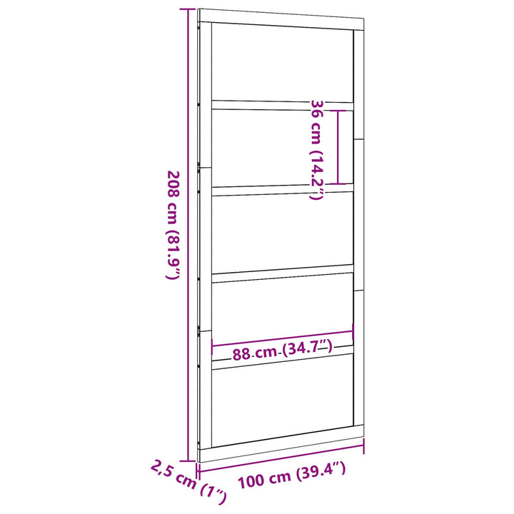 Ladedør Hvid 100 x 2,5 x 208 cm Massivt fyrretræ