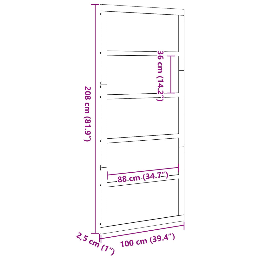 Ladedør Voksbrun 100 x 2,5 x 208 cm Massivt fyrretræ