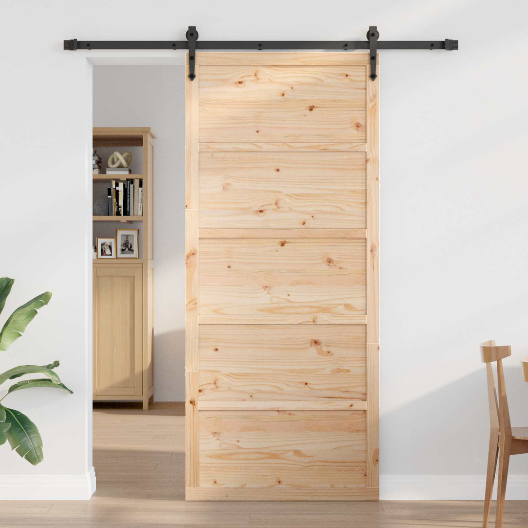 Ladedør Naturfarvet 90 x 2,5 x 208 cm Massivt fyrretræ