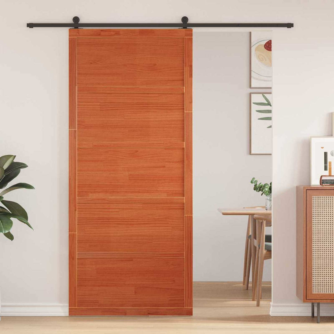 Ladedør Voksbrun 90 x 2,5 x 208 cm Massivt fyrretræ