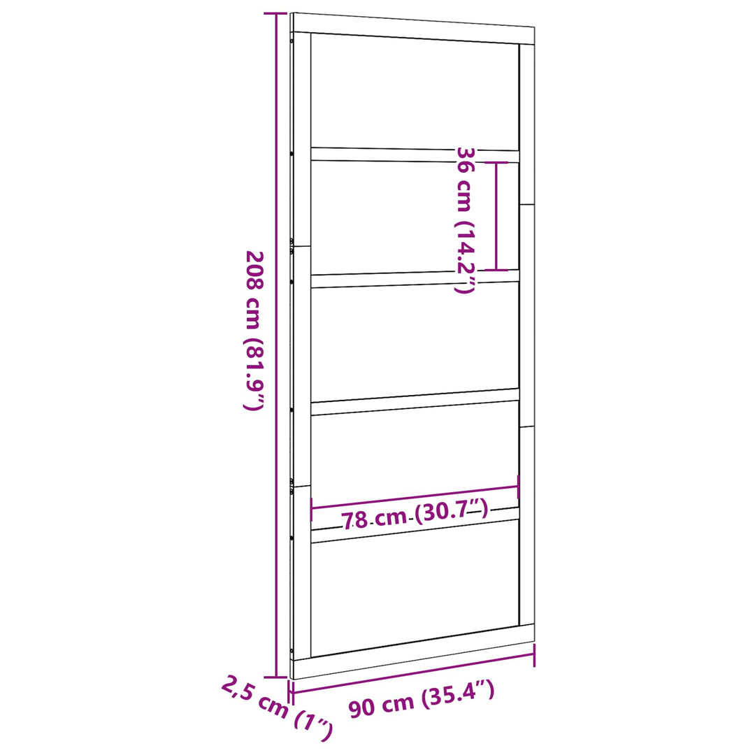 Ladedør Voksbrun 90 x 2,5 x 208 cm Massivt fyrretræ