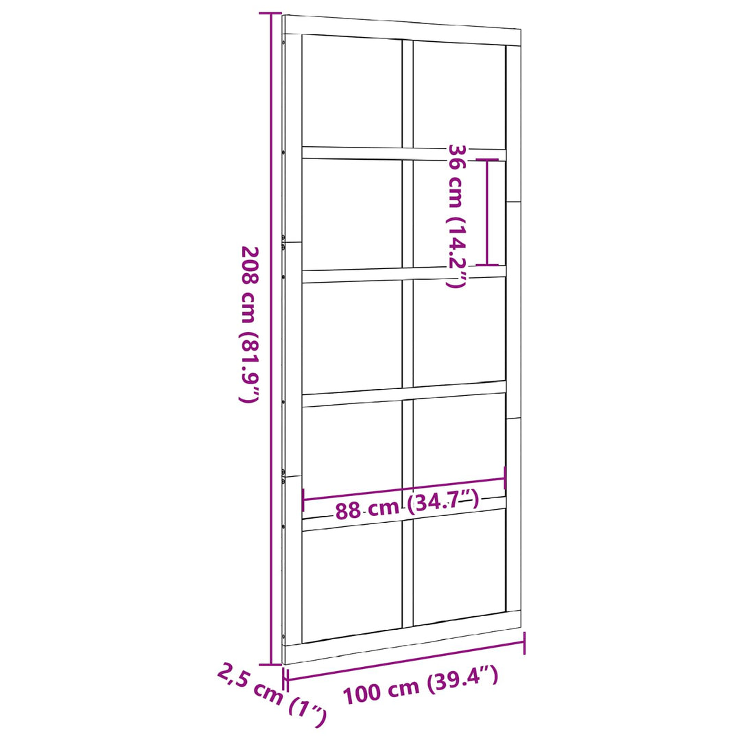 Ladedør Voksbrun 100 x 2,5 x 208 cm Massivt fyrretræ