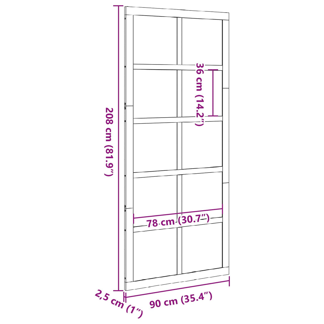 Ladedør Voksbrun 90 x 2,5 x 208 cm Massivt fyrretræ