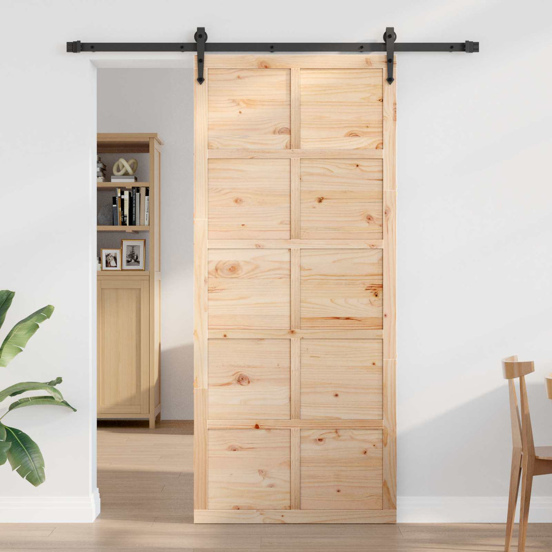 Ladedør Naturfarvet 80 x 2,5 x 208 cm Massivt fyrretræ