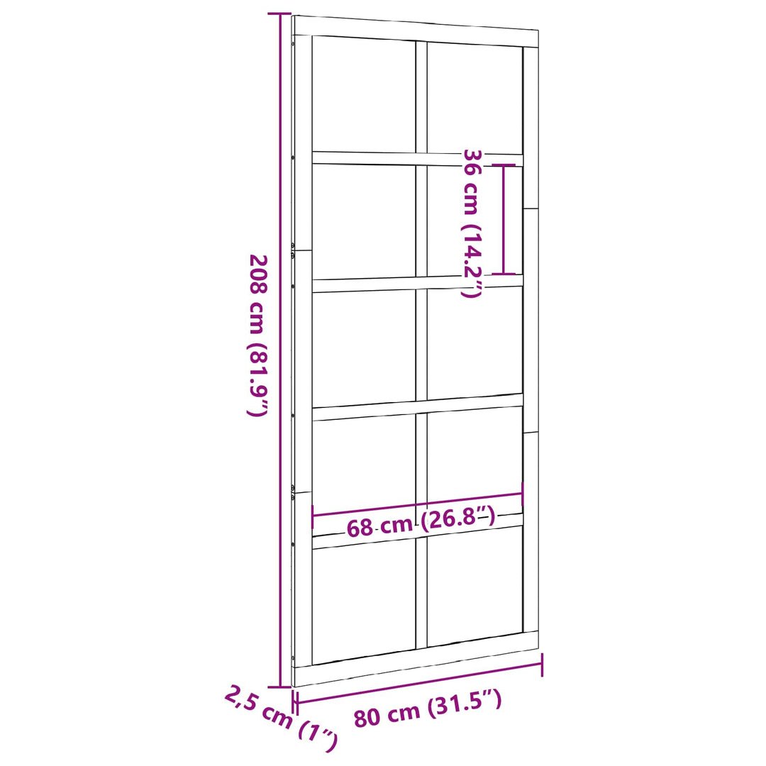Ladedør Voksbrun 80 x 2,5 x 208 cm Massivt fyrretræ