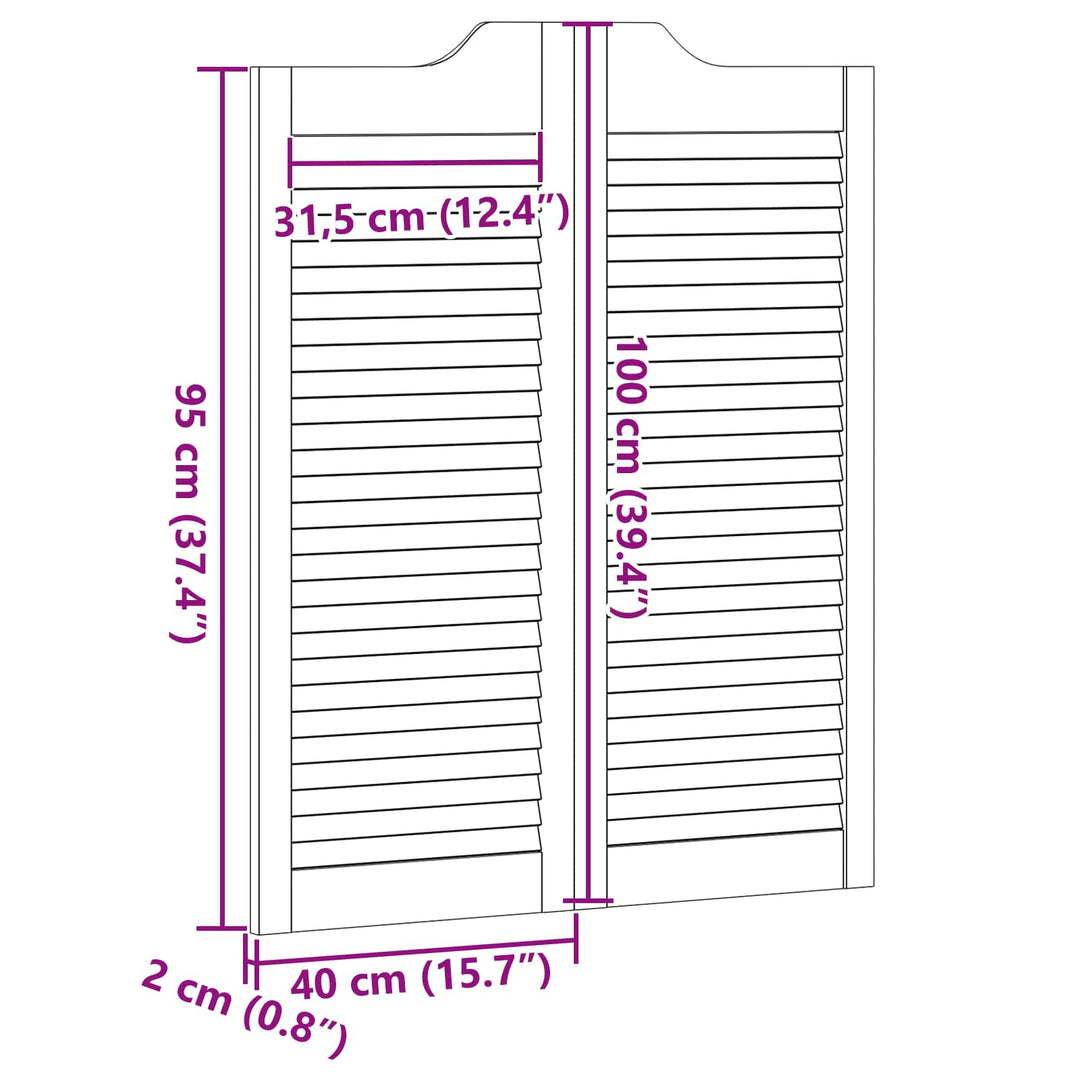 Svingdøre Hvid 100 x 40 cm Massivt fyrretræ