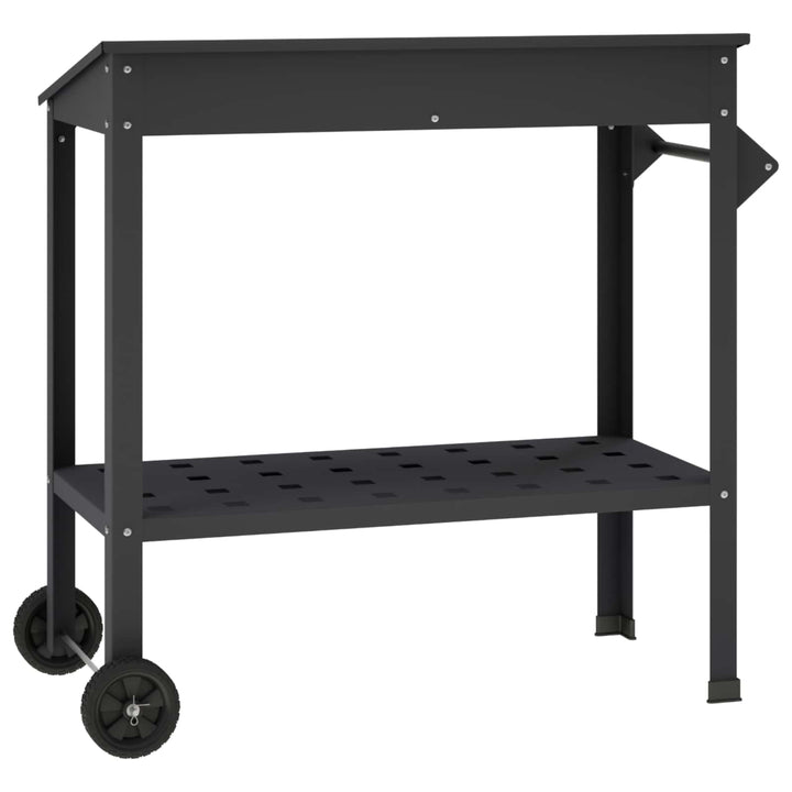 Pottebord med hjul 96 x 50 x 89 cm Koldvalset stål Sort