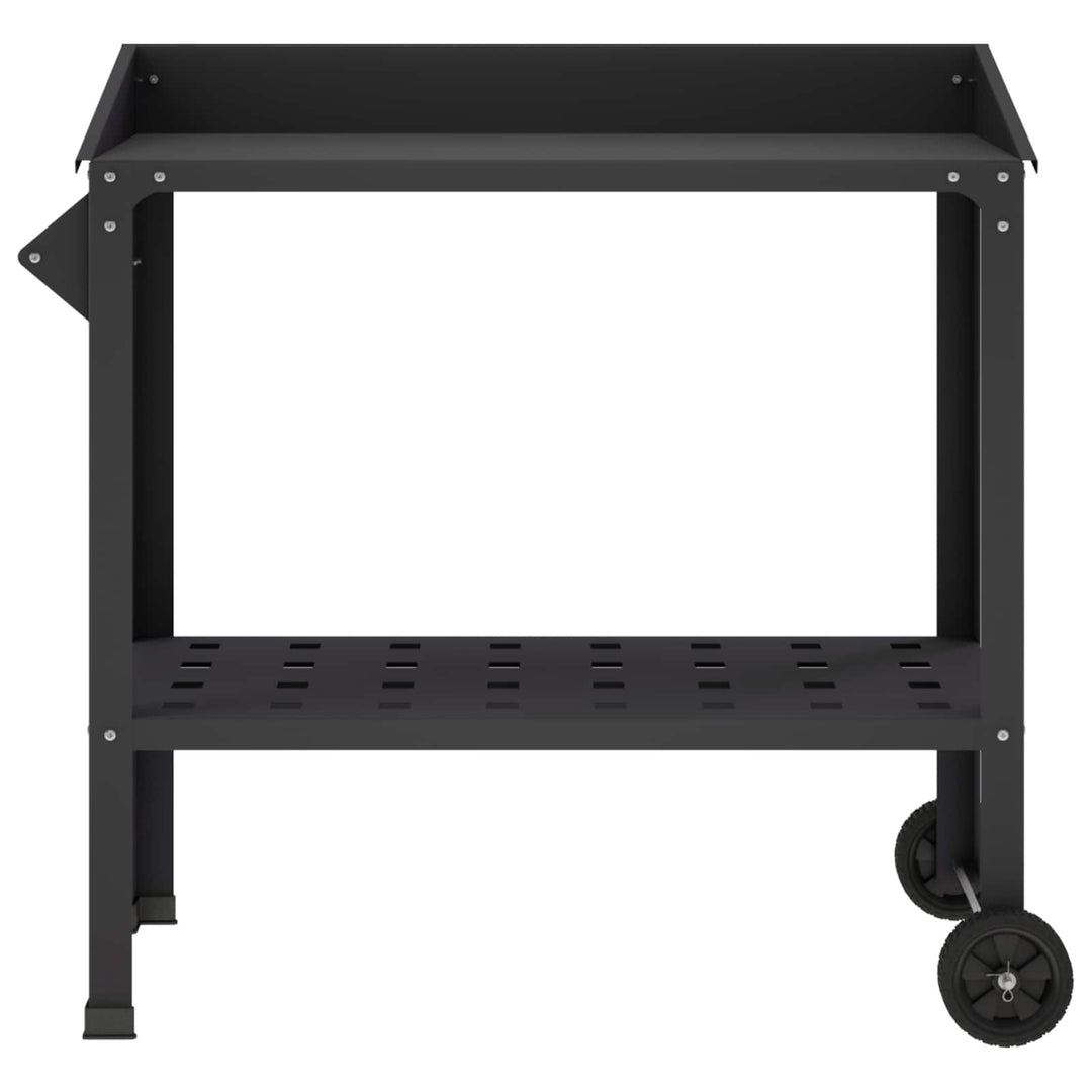 Pottebord med hjul 96 x 50 x 89 cm Koldvalset stål Sort