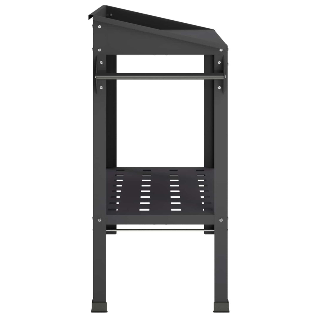 Pottebord med hjul 96 x 50 x 89 cm Koldvalset stål Sort