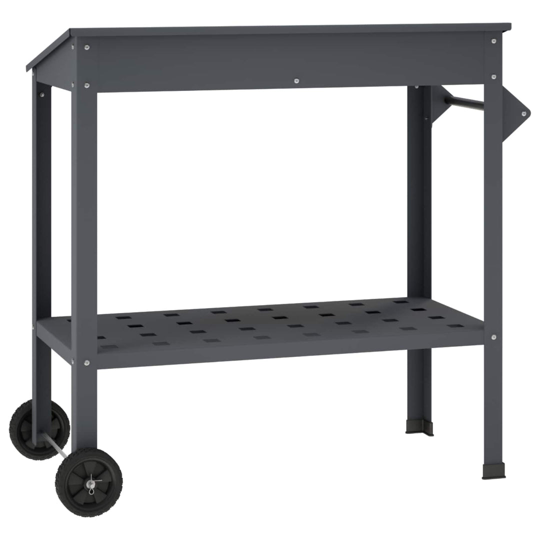 Pottebord med hjul 96 x 50 x 89 cm Koldvalset stål Antracit