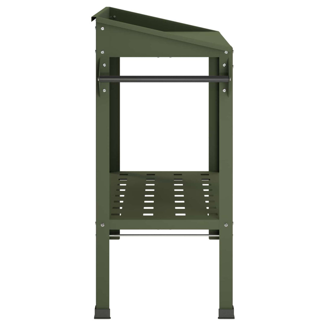 Pottebord med hjul 96 x 50 x 89 cm Koldvalset stål Olivengrøn