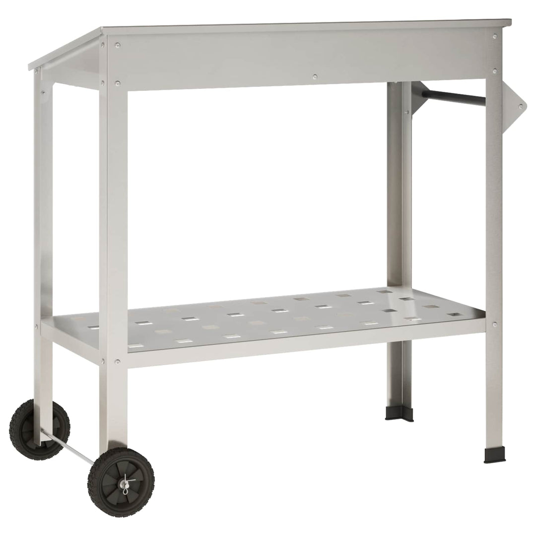 Pottebord med hjul 96 x 50 x 89 cm Rustfrit stål Sølv