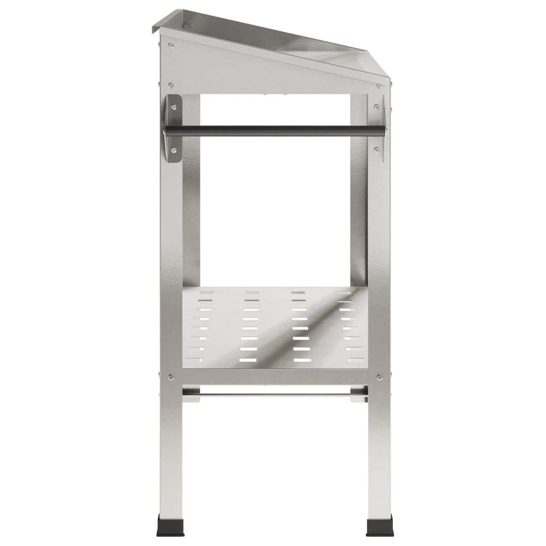 Pottebord med hjul 96 x 50 x 89 cm Rustfrit stål Sølv