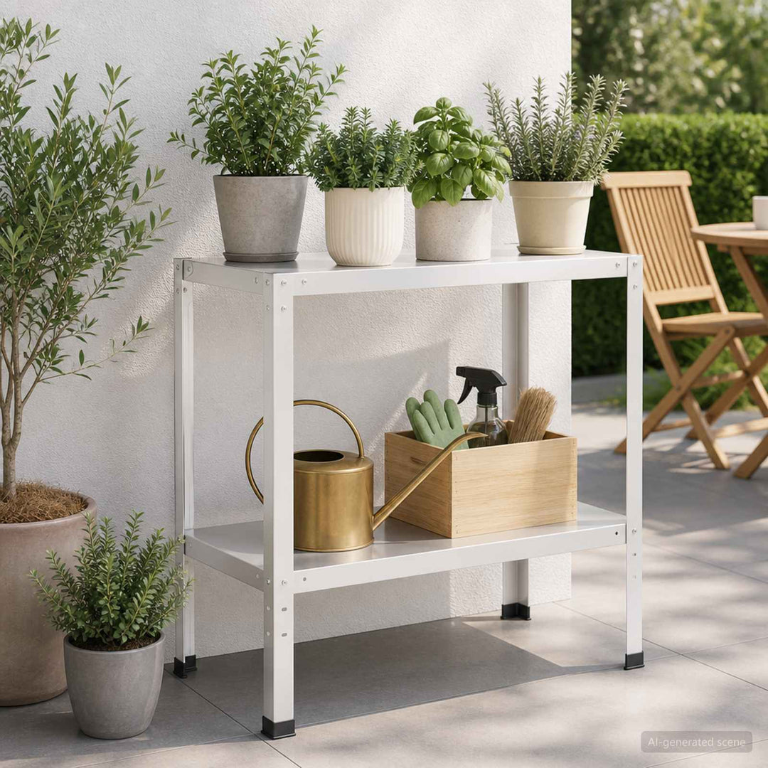 Plantebord 100 x 40 x 80 cm Pulverlakeret stål Hvid
