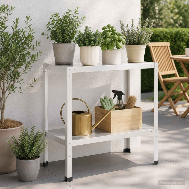 Plantebord 100 x 40 x 80 cm Pulverlakeret stål Hvid