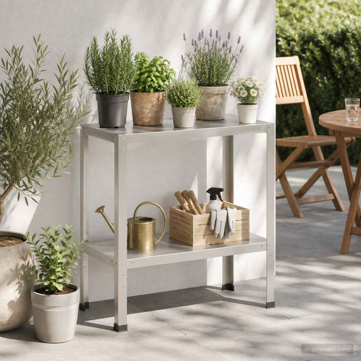 Plantebord 100 x 40 x 80 cm Rustfrit stål Sølv