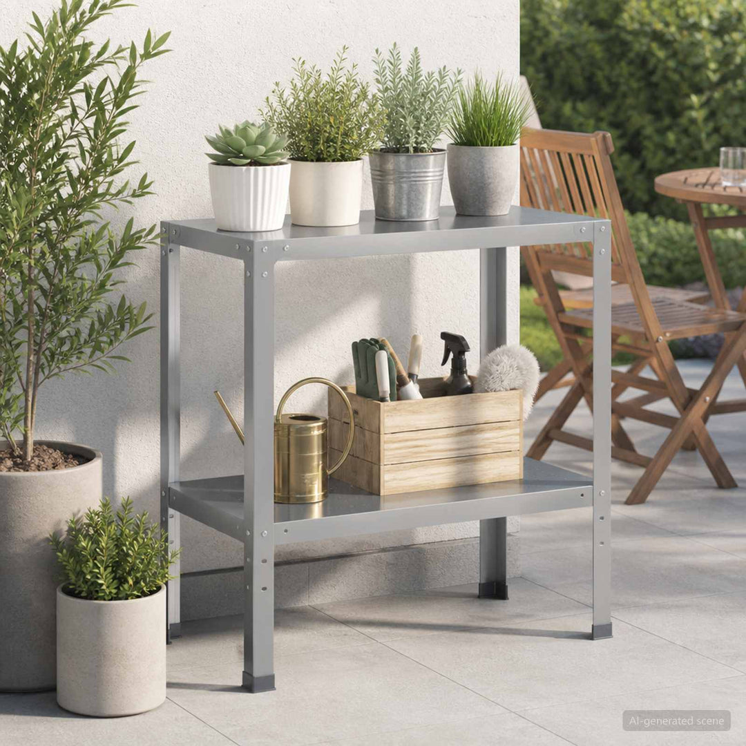 Plantebord 100 x 40 x 80 cm Galvaniseret stål Sølv