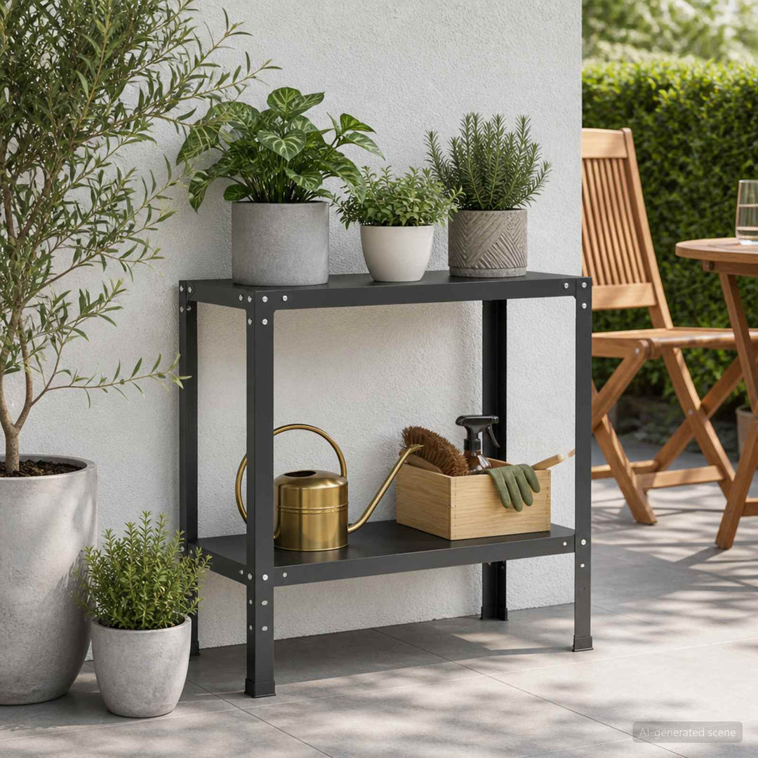 Plantebord 80 x 40 x 80 cm Pulverlakeret stål Sort