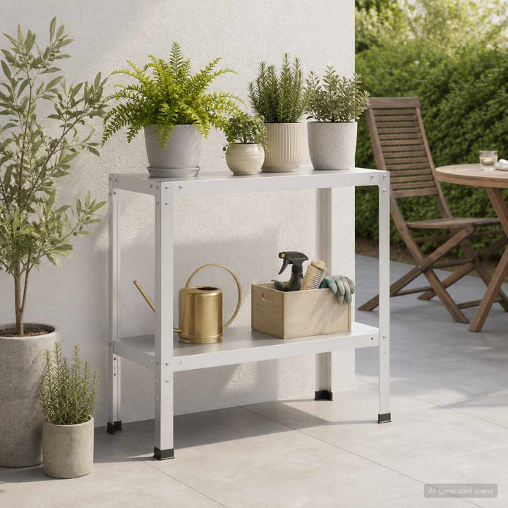 Plantebord 80 x 40 x 80 cm Pulverlakeret stål Hvid