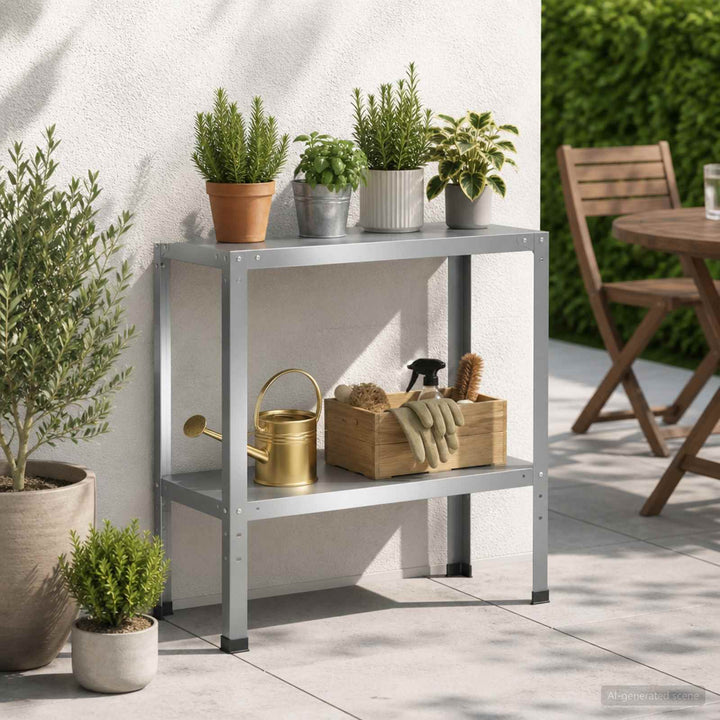 Plantebord 80 x 40 x 80 cm Galvaniseret stål Sølv