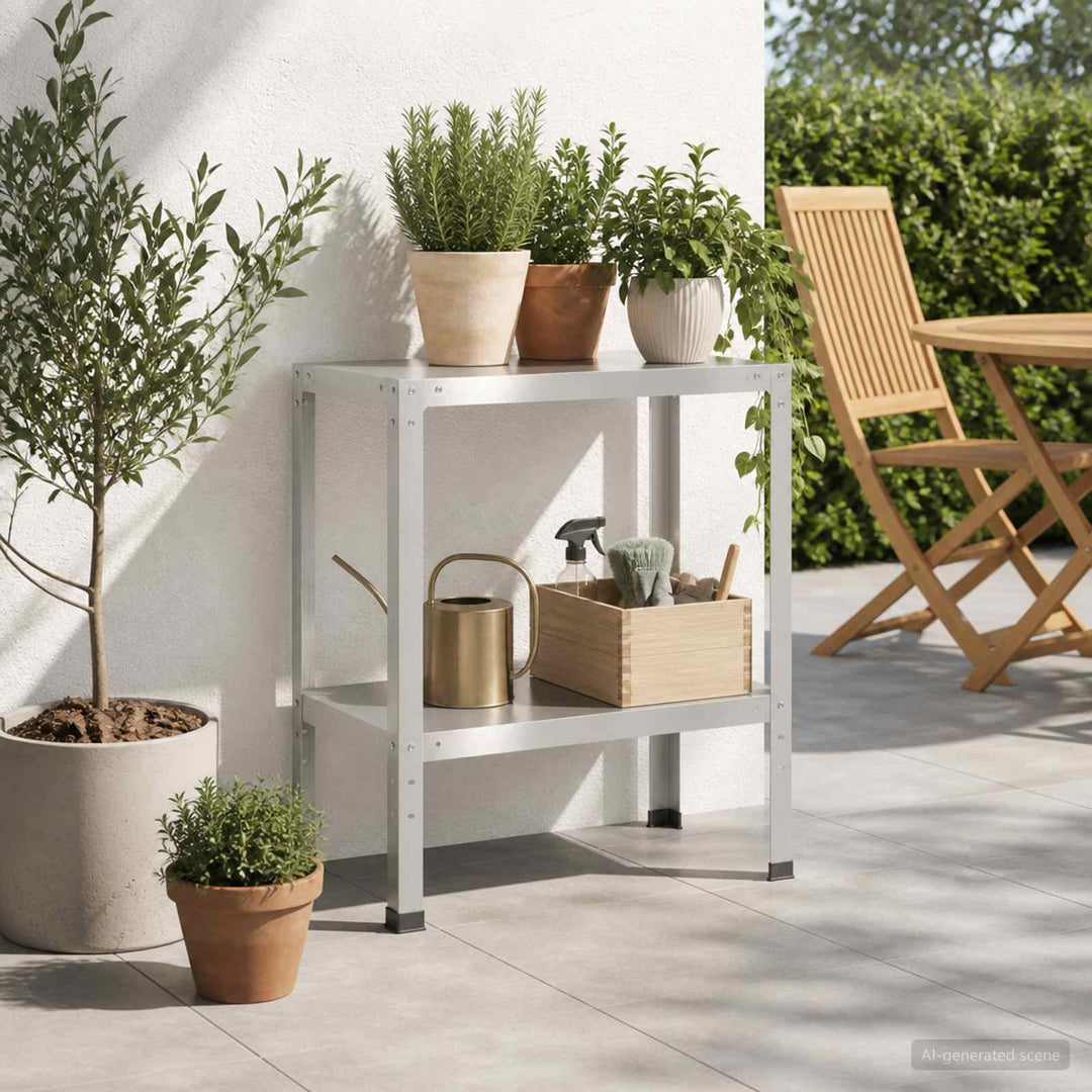 Plantebord 60 x 40 x 80 cm Rustfrit stål Sølv