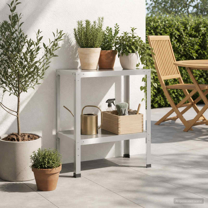 Plantebord 60 x 40 x 80 cm Rustfrit stål Sølv