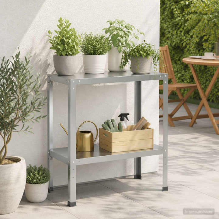 Plantebord 60 x 40 x 80 cm Galvaniseret stål Sølv