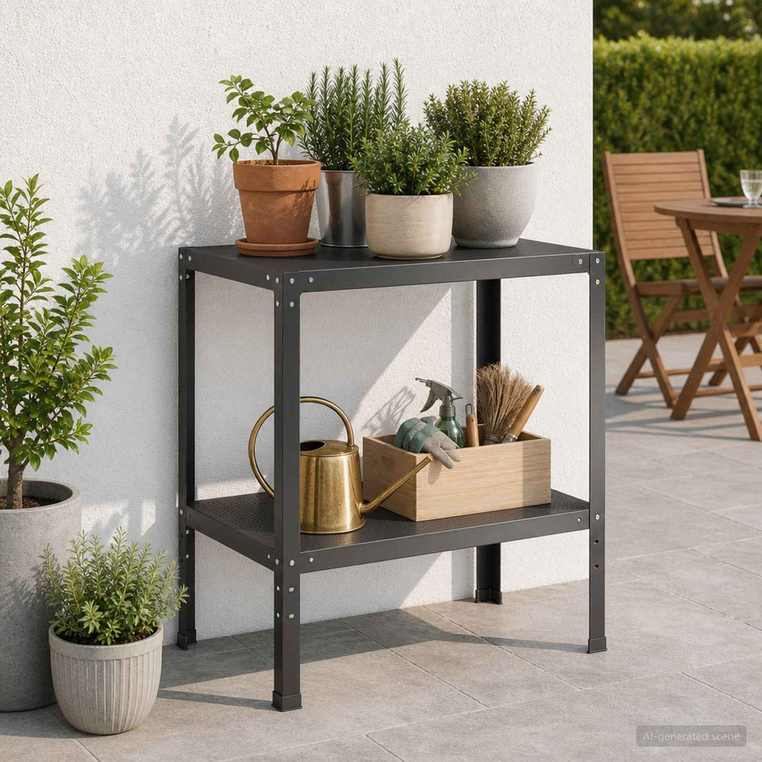 Plantebord 100 x 50 x 80 cm Pulverlakeret stål Sort