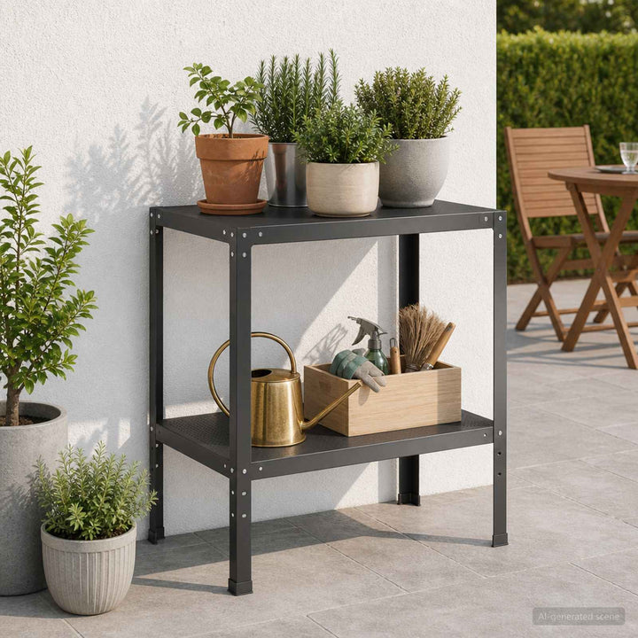 Plantebord 100 x 50 x 80 cm Pulverlakeret stål Sort