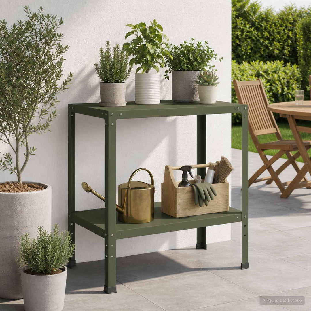 Plantebord 80 x 50 x 80 cm Pulverlakeret stål Olivengrøn