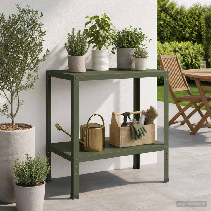 Plantebord 80 x 50 x 80 cm Pulverlakeret stål Olivengrøn