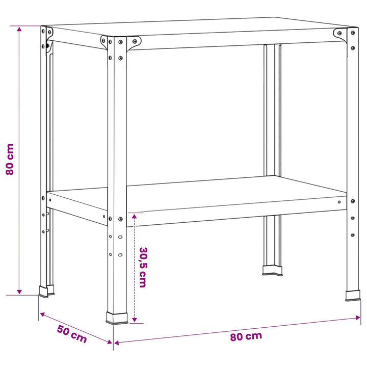 Plantebord 80 x 50 x 80 cm Galvaniseret stål Sølv