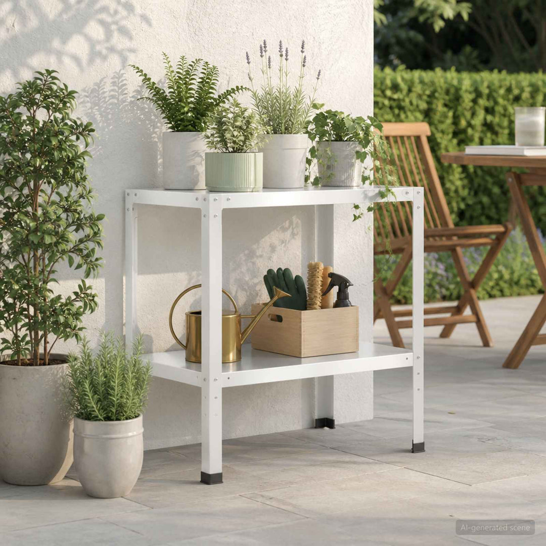 Plantebord 60 x 50 x 80 cm Pulverlakeret stål Hvid