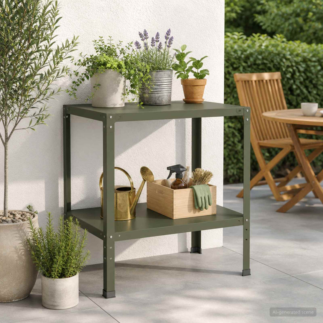 Plantebord 60 x 50 x 80 cm Pulverlakeret stål Olivengrøn