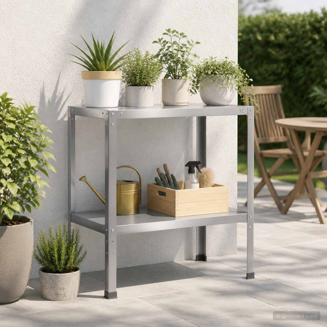 Plantebord 60 x 50 x 80 cm Galvaniseret stål Sølv