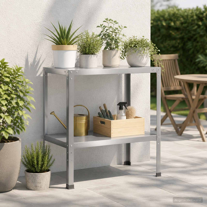 Plantebord 60 x 50 x 80 cm Galvaniseret stål Sølv
