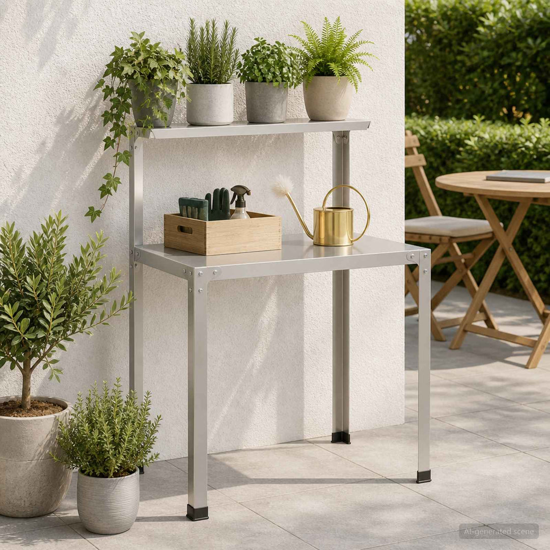 Plantebord 100 x 50 x 104 cm Rustfrit stål Sølv