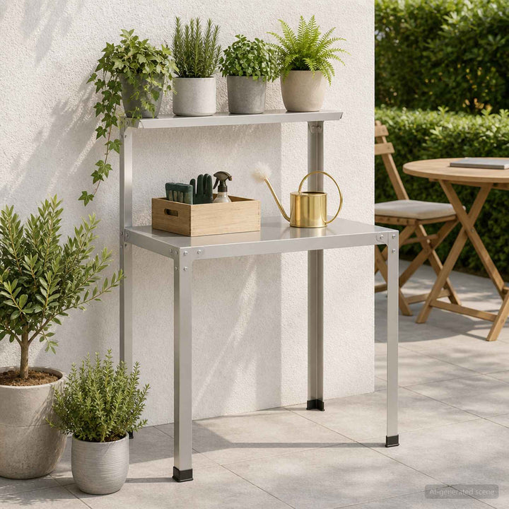 Plantebord 100 x 50 x 104 cm Rustfrit stål Sølv