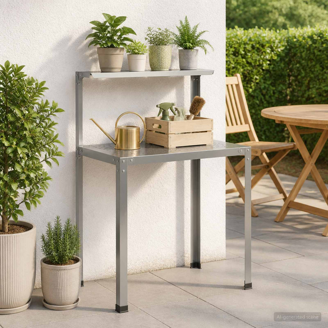 Plantebord 100 x 50 x 104 cm Galvaniseret stål Sølv