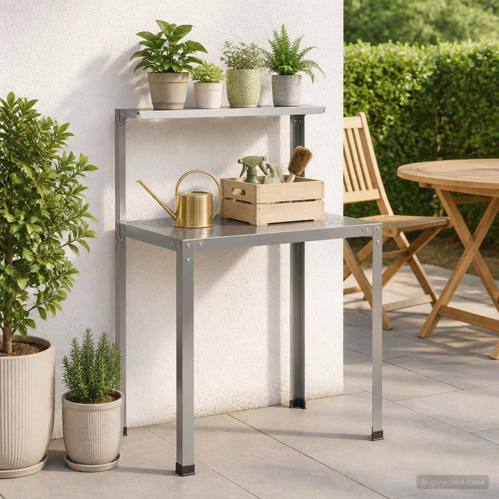 Plantebord 100 x 50 x 104 cm Galvaniseret stål Sølv