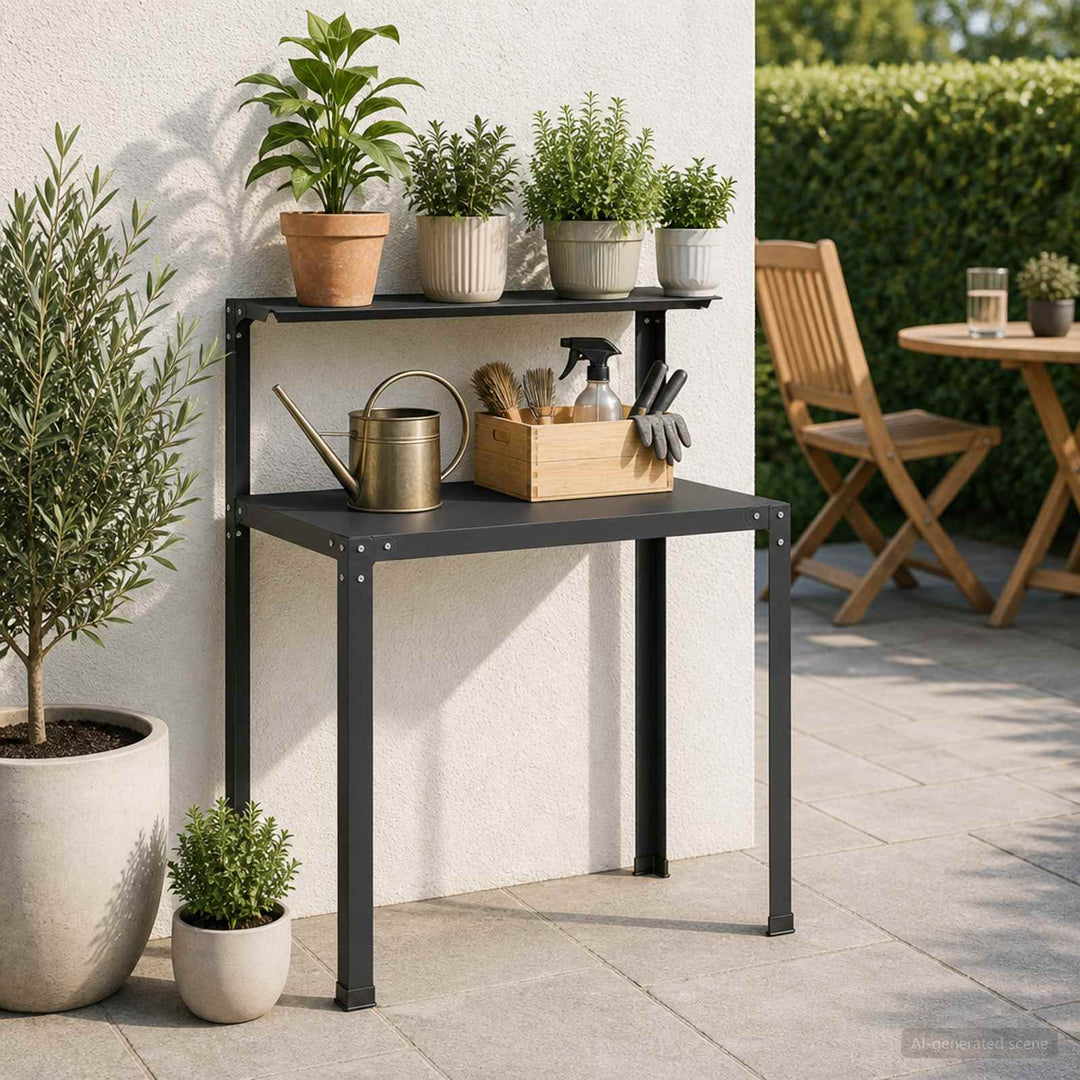 Plantebord 80 x 50 x 104 cm Pulverlakeret stål Sort