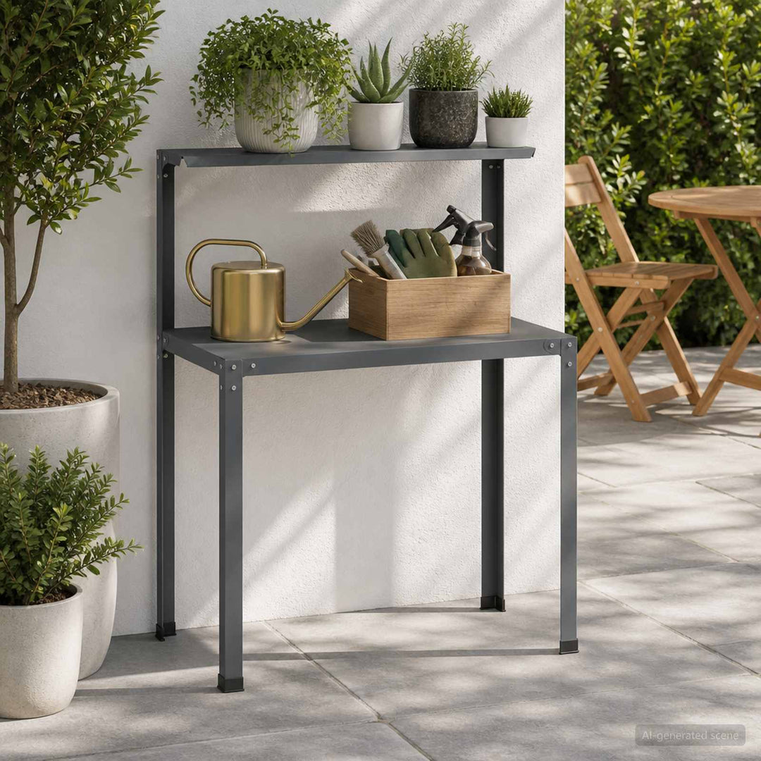 Plantebord 80 x 50 x 104 cm Pulverlakeret stål Antracit