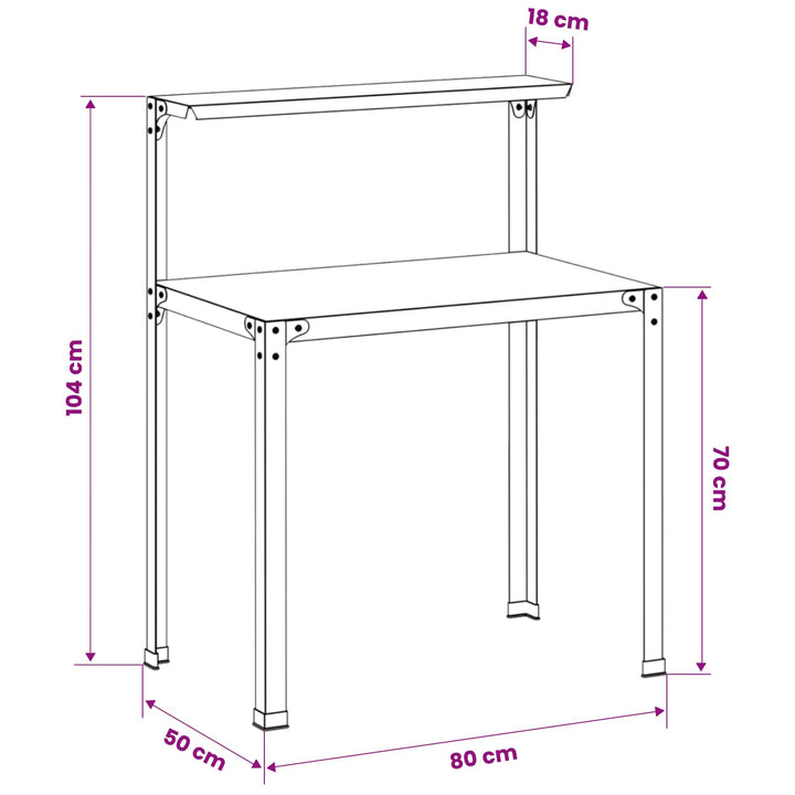 Plantebord 80 x 50 x 104 cm Galvaniseret stål Sølv