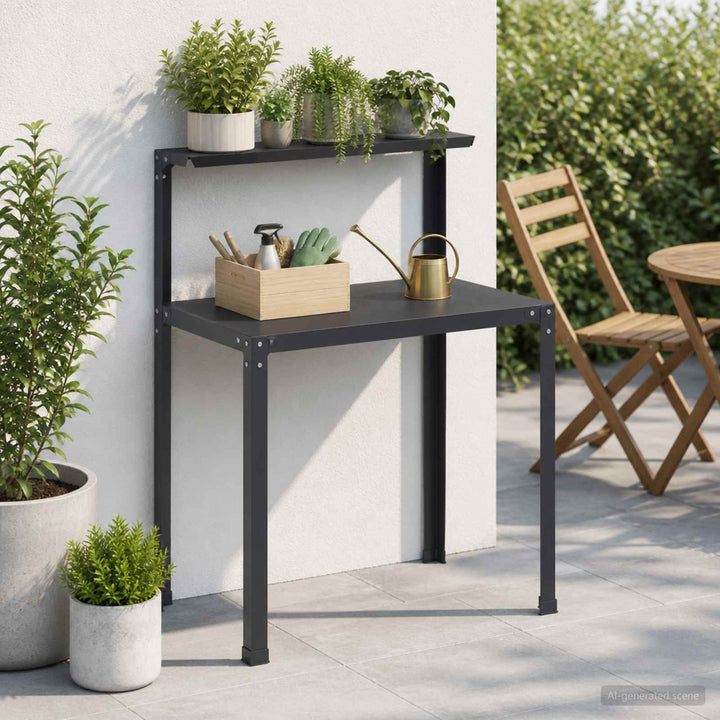 Plantebord 60 x 50 x 104 cm Pulverlakeret stål Sort