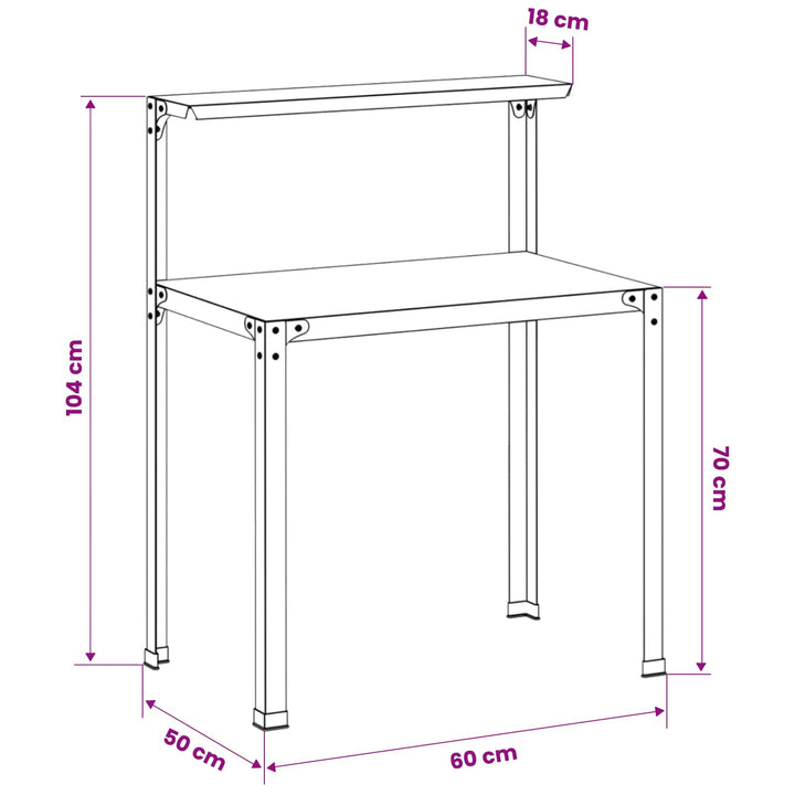 Plantebord 60 x 50 x 104 cm Pulverlakeret stål Sort