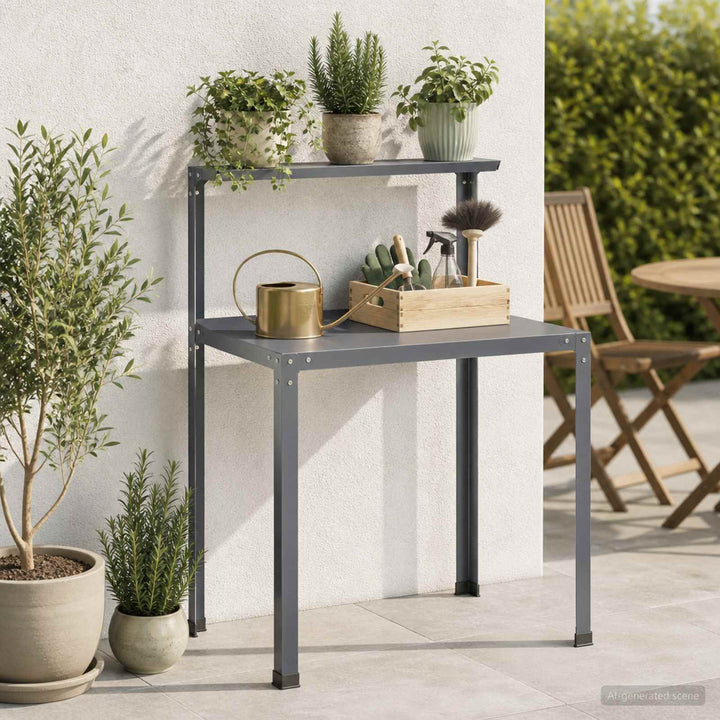 Plantebord 60 x 50 x 104 cm Pulverlakeret stål Antracit