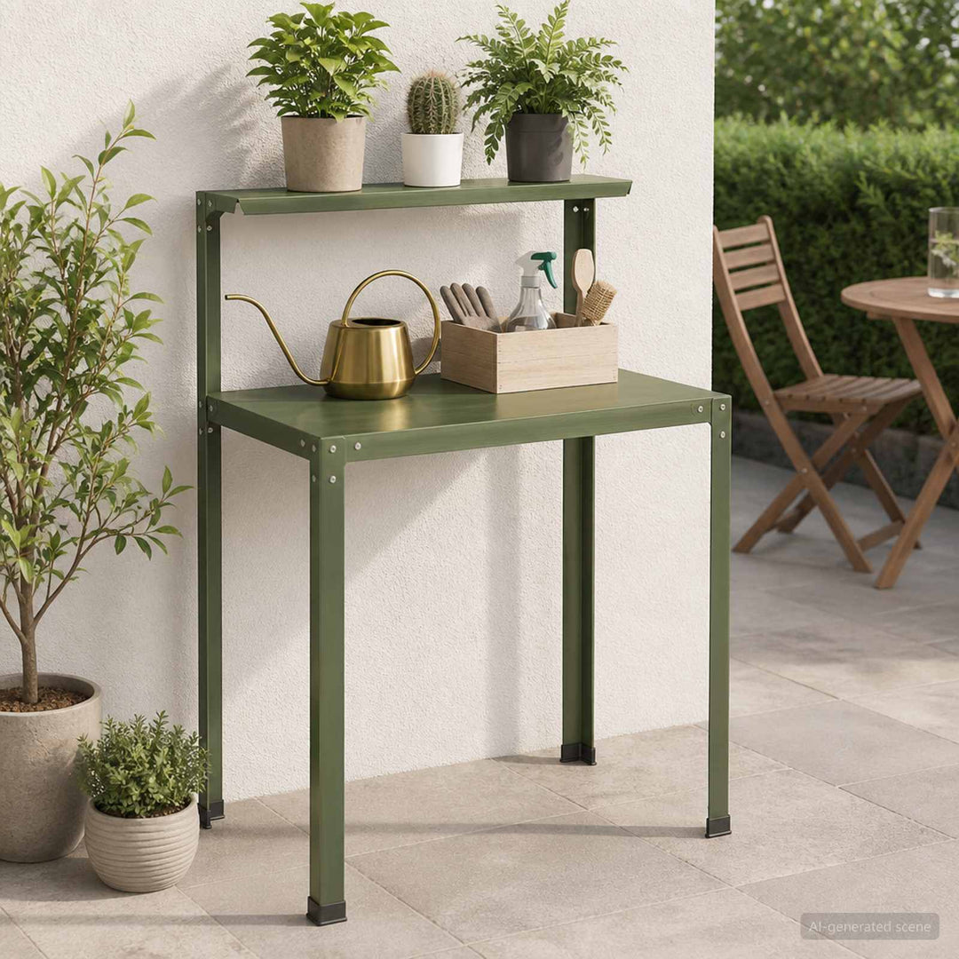 Plantebord 60 x 50 x 104 cm Pulverlakeret stål Olivengrøn
