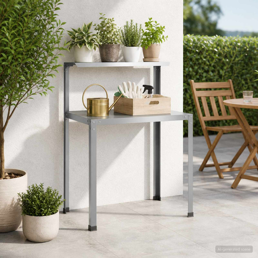 Plantebord 60 x 50 x 104 cm Galvaniseret stål Sølv