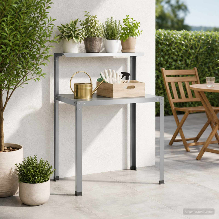 Plantebord 60 x 50 x 104 cm Galvaniseret stål Sølv