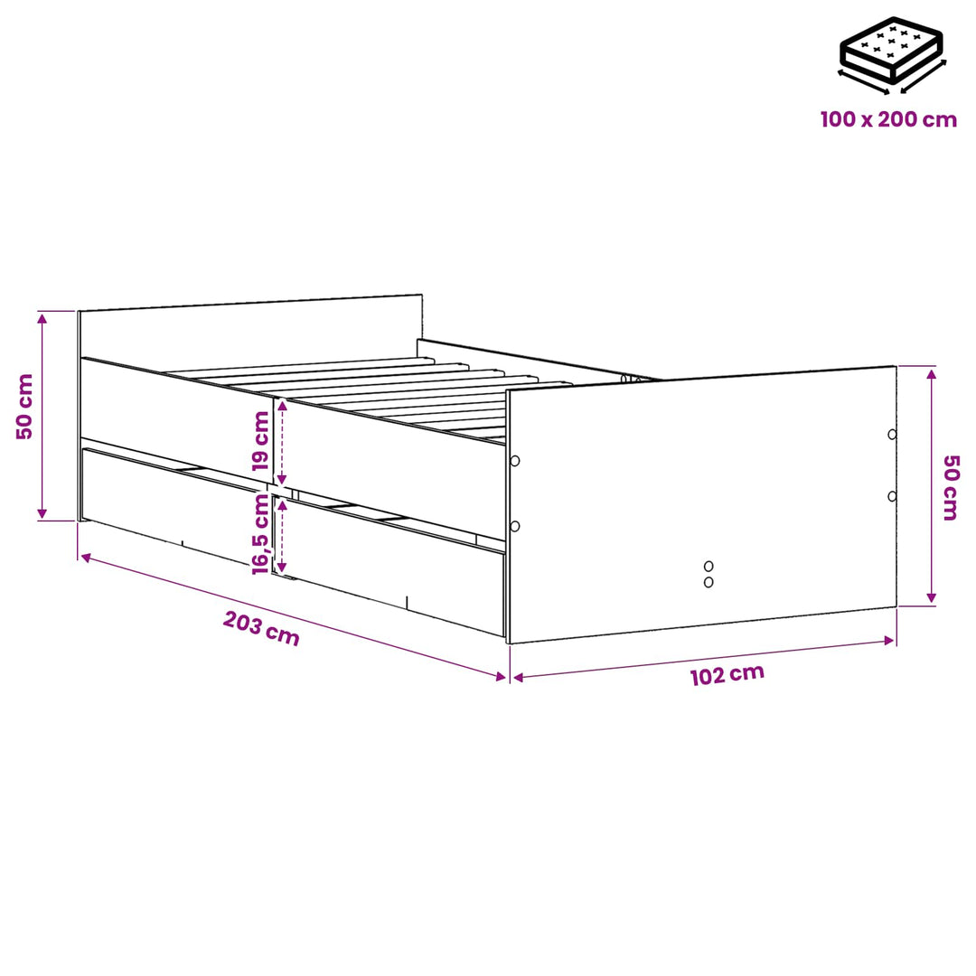 Sengestel Gammelt træ 100 x 200 cm Konstrueret træ